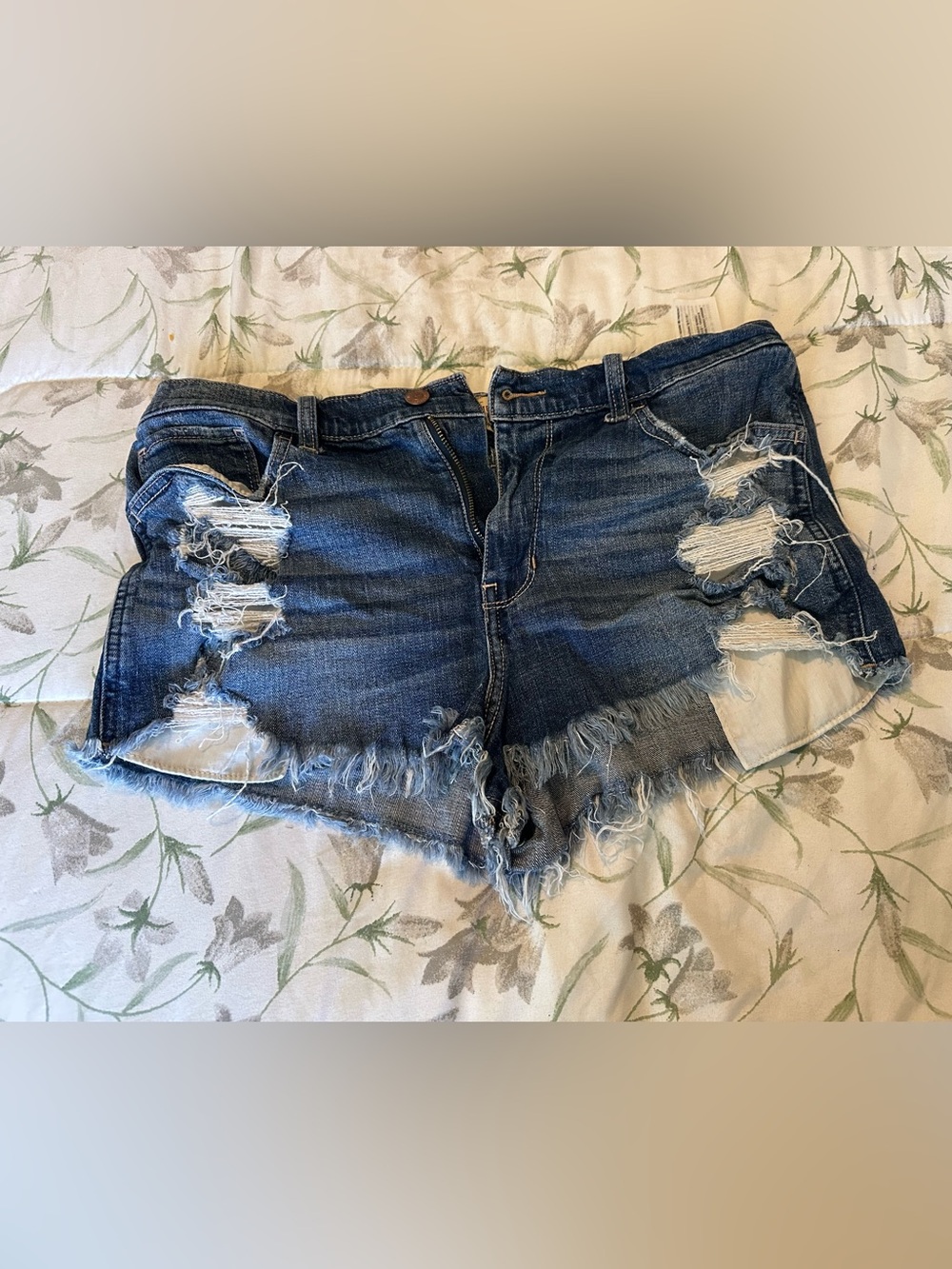 Hollister Distressed Dark Blue Denim Cutoff Shorts